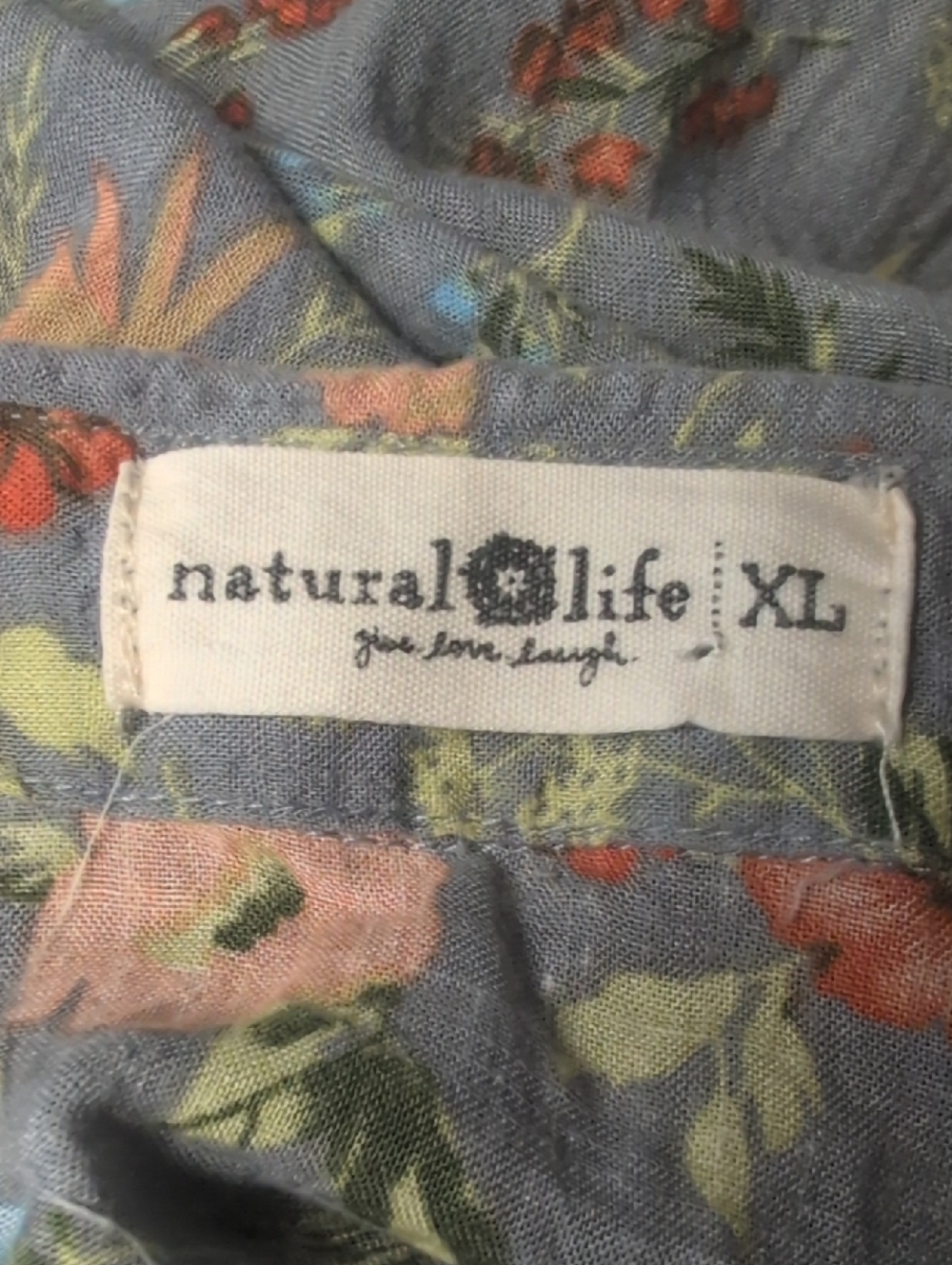 Natural Life Floral Dress.Gray Orange Tiered. - Picture 7 of 8